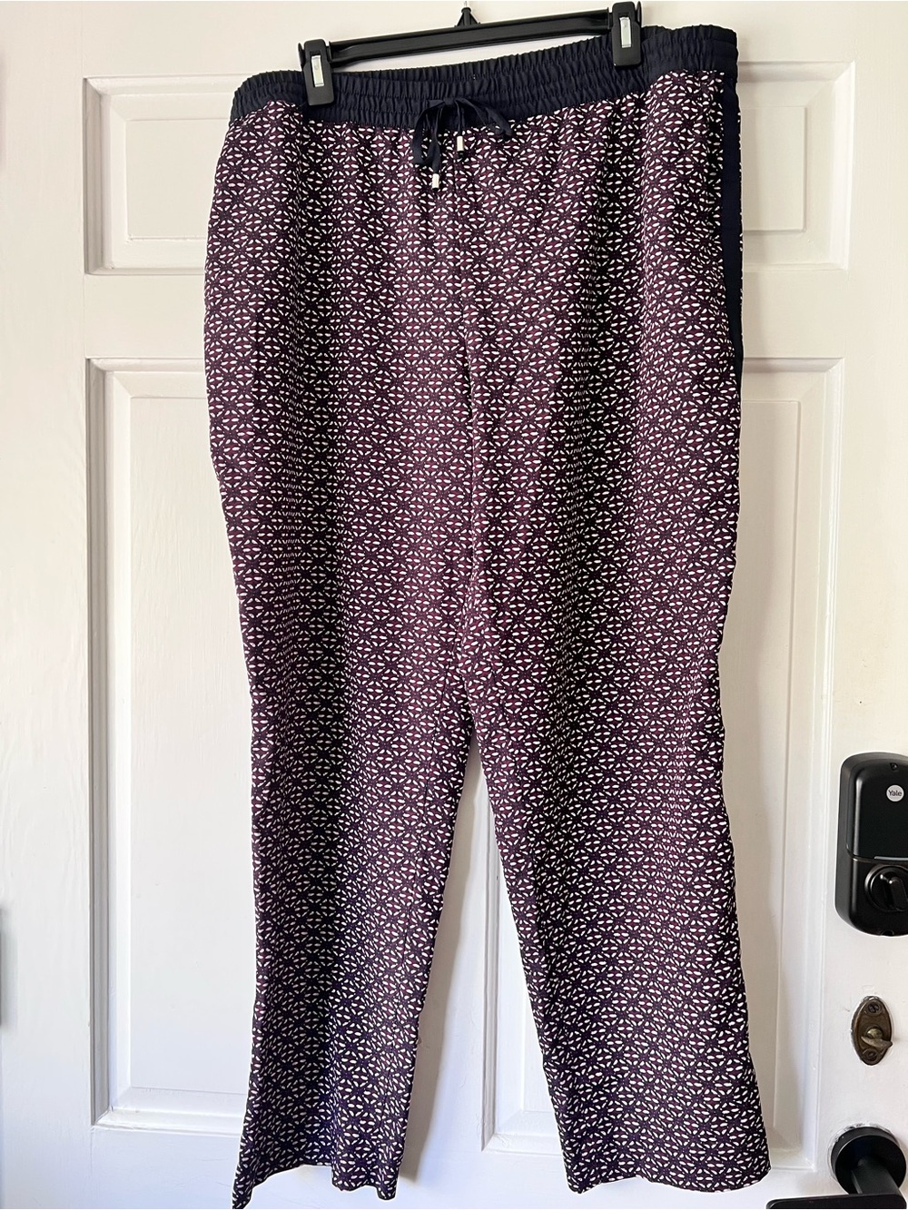 DKNY Burgundy, Navy and White Palazzo Pants XL